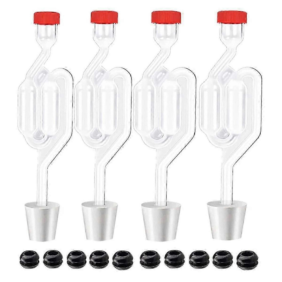 Kikidex (As Show, One Size) S-Shape Airlocks Homebrew Bubble Airlock Carboys Stopper & Fermenter Seal Valve With Food Grade Grommets Wine Making