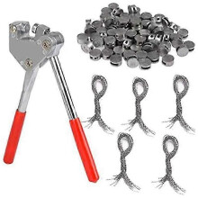 (As show, One size) 100Pcs Round Lead Seals Beans 8mm Diameter, 100 Pcs Steel Wire, 1Pcs Sealing Crimper with Red Plast
