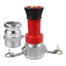(As show, One size) Fire Hose Nozzle,1-1/2Inch NPSH Industrial Fire Hose Constant Flow Fog Nozzle with 2pcs 1.5inch Camlock Fitting Coupling