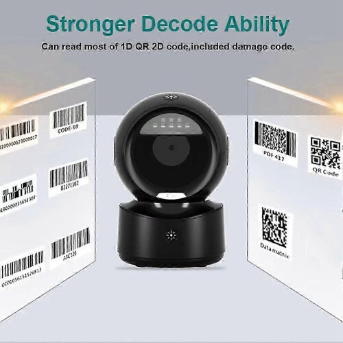 (As show, One size) A5 Desktop 2D QR Barcode Scanner, Hands Free Omnidirectional USB Big Barcode Reader 1D QR Screen Barcodes Scanning 2
