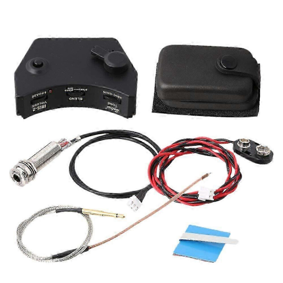 Kikidex (As Show, One Size) Iris-2 Sound Hole Control Preamp Guitar Pickup Piezo Pickup System Compatible With Acoustic Folk Guitar