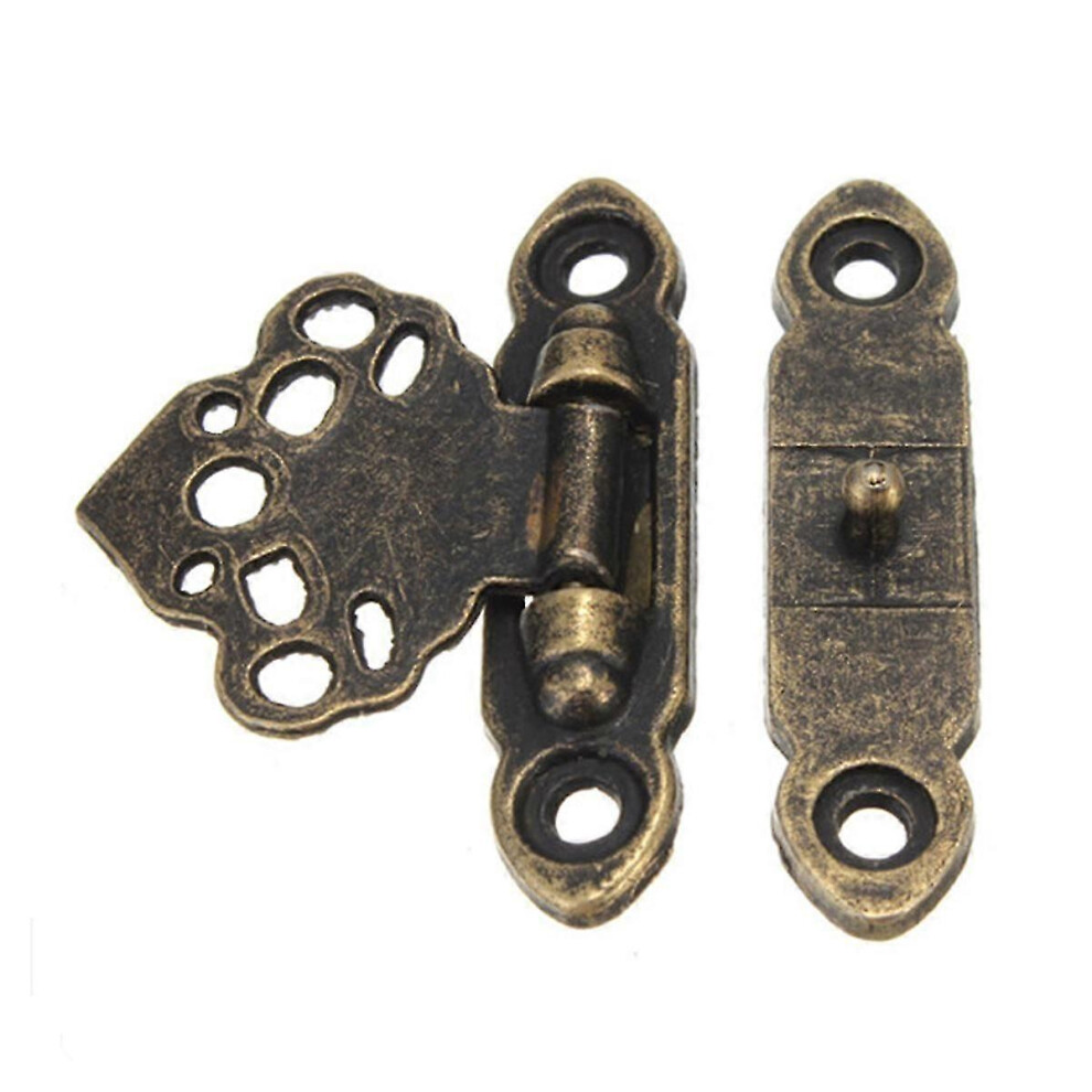 (As show, One size) 12x Antique Brass Decor Jewelry Trinket Wooden Box Hasp Clasps Latch Hook+Screws-image-OPC-PHG8TRP-NEW