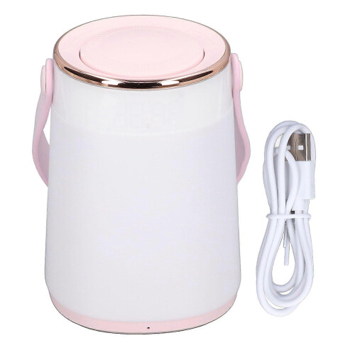 (As show, One size) Nursery Night Light Stepless Dimming Temperature Clock Display USB Rechargeable Bedside Lamp