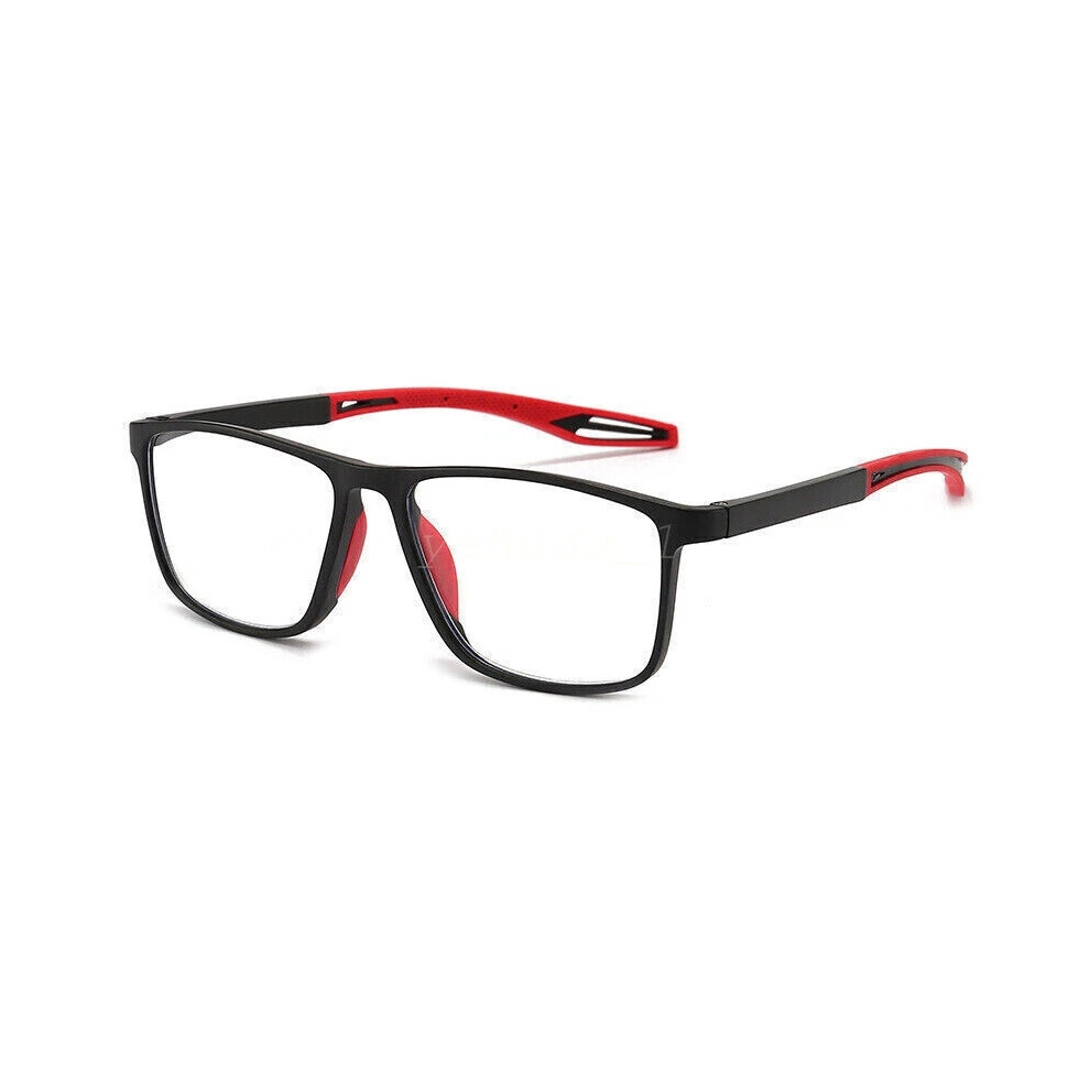 (Black Red, +3.0) Ultra-light comfortable reading glasses  blue light anti-slip+4.0