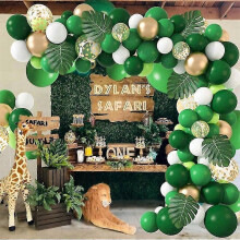 (Green Set 09) Green Balloon Garland Arch Kit Jungle Safari Party Latex Balloons Avocado Green Baloon Wild One Birthday Party Decor Baby Shower