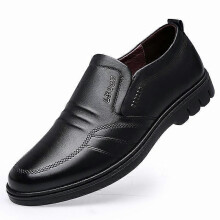 (41, black) Men's Leather Shoes Breathable Business Casual Men's Leather Shoes British Dad Soft Sole Shoes
