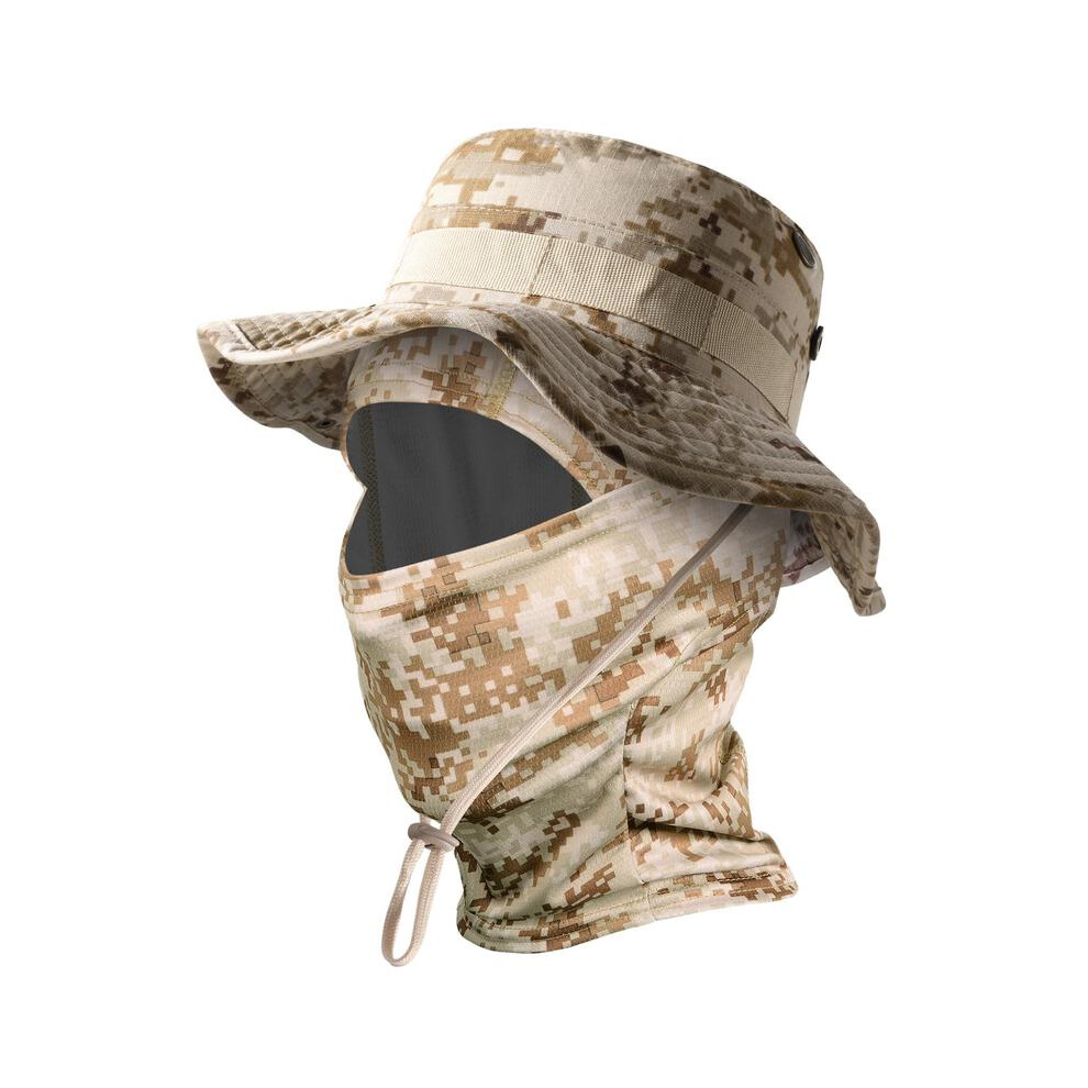 (03, 1 set) Outdoor Balaclava Mask, Wide Brim Bucket Hats and Face Mask Set, Tactical Windproof Breathable Sun-resistant Hat for Cycling, Fishing, Hik