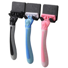 (Black, one-size) Wall Mounted Razor Holder, 3 Counts Punch-free Sticky Hook, Multifunctional Storage Rack for Home Bathroom