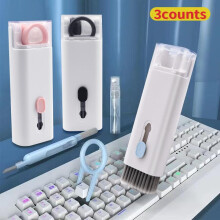 (Black & Blue & Pink 3pcs, one-size) 7-in-1 Keyboard Cleaning Tool, Multifunctional Dust Removal Brush for Phone, Earphone, Computer, Laptop, Watch, Camera, Lens, Durable, Handy