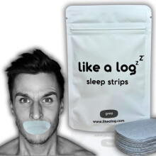 (Grey) Premium Mouth Tape by Like A Log-30Pack Sleep Strips for Better Night Sleep,Reduced Snoring and Improved Nasal Breathing,Hypoallergenic Adhesive