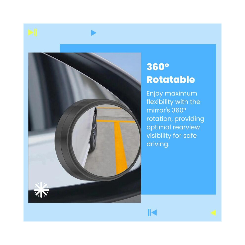 (Signal 2Pcs/Set) Car Rearview Mirror, Round Car Rear View Mirror, 360 Rotatable Car Rear View Mirror, Car Exterior Accessories, Automotive, Ve Black 4761048878384