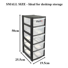 (5 Drawer Mini Tower, Black) Plastix MINI SMALL Plastic Drawer Storage Tower Unit Office Home Desktop Stationery Make Up Organiser Tidy