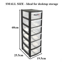 (6 Drawer Mini Tower, Black) Plastix MINI SMALL Plastic Drawer Storage Tower Unit Office Home Desktop Stationery Make Up Organiser Tidy