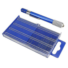 (As show, One size) 21PCS Carburetor Jet Drill Bits Pin Vise Set, compatible with Jewelry Bead Making Crafts Orifice Drilling Wood DIY Carving