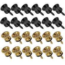 (As show, One size) 24Pcs Guitar Strap Locks Metal Strap Button Metal End Pins Flat Head compatible with Acoustic Classical Electri