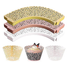 (As show, One size) 150Pcs White Cupcake Wrappers Lace Cupcake Liners Cupcake Papers Cupcake Cups Cases compatible with Wedding Bir
