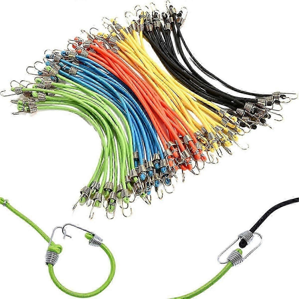 (As Show, One Size) Small Bungee Cords With Hooks 12 Pack, Adjustable Rubber Elastic Cords Compatible With Luggage Roof Rack Hanging Outdoor 4909775908572