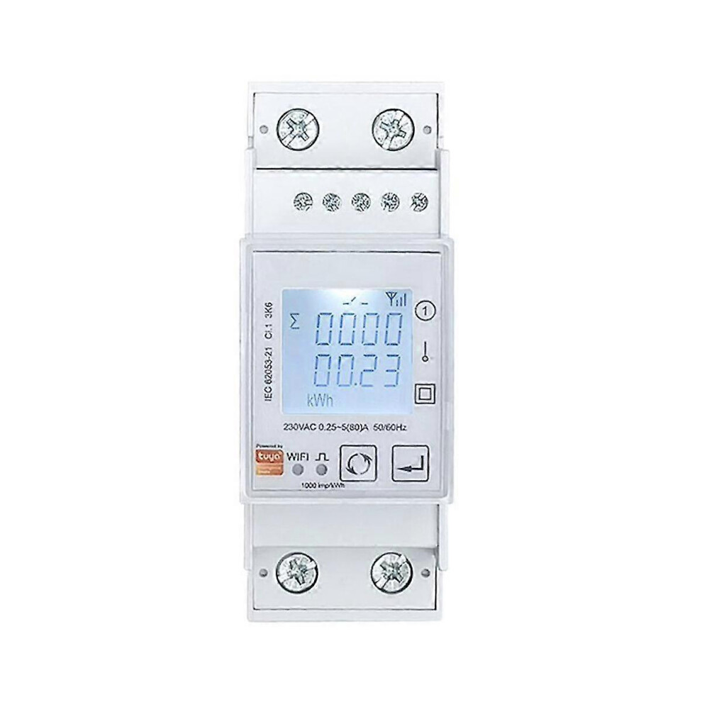 (As Show, One Size) Tuya Wifi Bidirectional Energy Meter Single Phase 80A Kwh Power Monitor Wattmeter Voltmeter Amperme 4909775750669