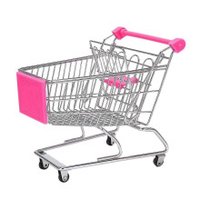 (As show, One size) Supermarket Handcart Mini Shopping Cart Desktop Decor Storage Toy Gift compatible with Kid Furniture Accessories I