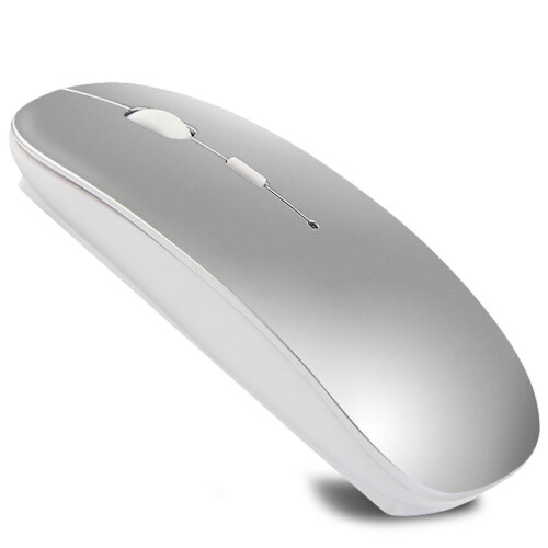 (As show, One size) Wireless Bluetooth Mouse compatible with Surface GO Pro X Rechargeable Silent Mouse compatible with Surface Pro (Silver)