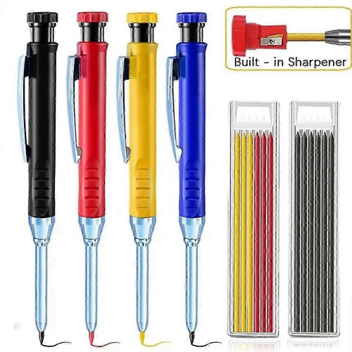 (As show, One size) 2.8mm Solid Carpenter Mechanical Pencil with Sharpener compatible with Woodworking Construction Long Carpenter 1