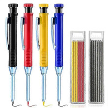 (As show, One size) 2.8mm Solid Carpenter Mechanical Pencil with Sharpener compatible with Woodworking Construction Long Carpenter