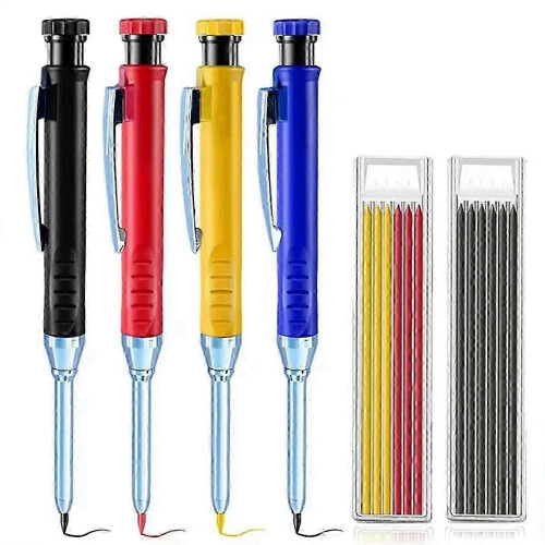 (As show, One size) 2.8mm Solid Carpenter Mechanical Pencil with Sharpener compatible with Woodworking Construction Long Carpenter