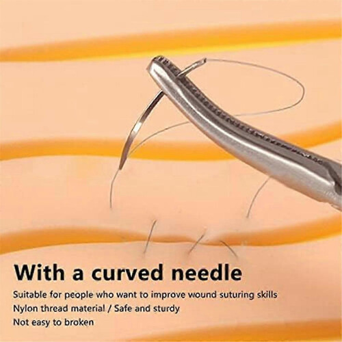 (As show, One size) 12Pcs Suture Practice Thread Individual Package Suturing Thread Set with CurvedNeedle and Nylon Materials (4/0) 2