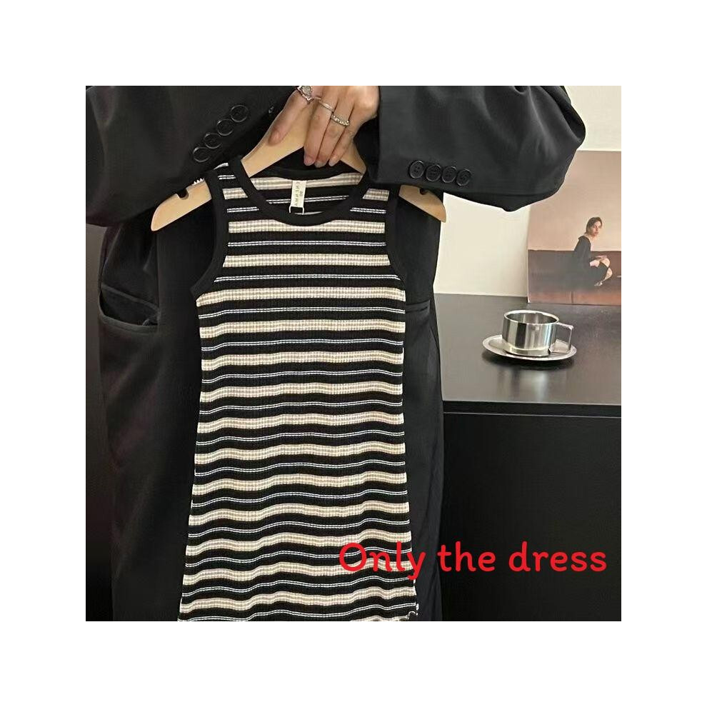 (Striped,130cm)Débardeur enfant rayé noir et blanc bloqué couleur lettre mode
