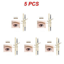 (3  Light Brown 5pcs) 1~5PCS Long-lasting Makeup Lasting Cosmetic Natural Eyebrow Pencil Waterproof 6 Colors Fashion 24k Gold Eyebrow Pencil