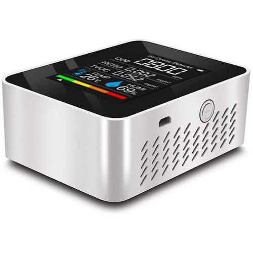 Air Quality Detector Multifunctional Carbon Dioxide Co2 Tester Tvoc Hcho Value Electricity Quantity Temperature Humidity Display Functionwhite 2