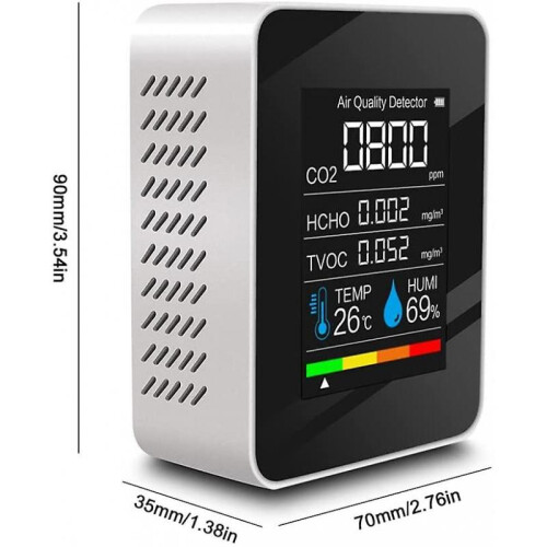 Air Quality Detector Multifunctional Carbon Dioxide Co2 Tester Tvoc Hcho Value Electricity Quantity Temperature Humidity Display Functionwhite 1