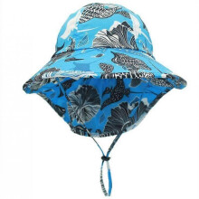 Sea World Pattern Kids Sun Hat, Neck Protection Sun Hat, Super Sun Protection Upf 50+, Cap Size 51-54cm (Blue Bottom + Anemone)