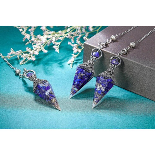 Chakra Crystal Pendulum Hexagonal Reiki Healing Crystal Points Gemstone Dowsing Pendulum for Divination 1
