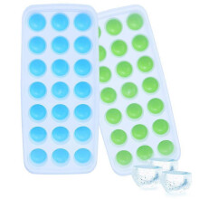 2 Ice Cube Trays with Leak-Proof Removable Cover, Suitable for Wine and Drinks, 21 Grids, Green + Blue