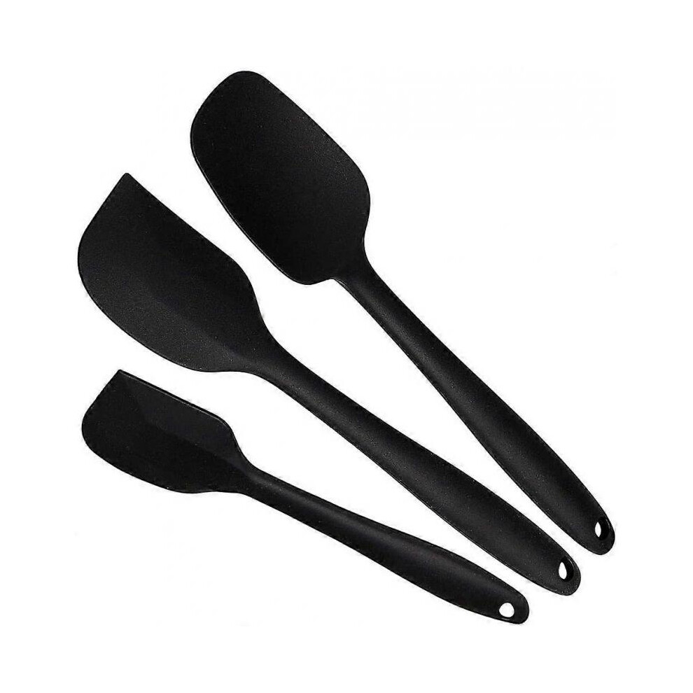 Spatules en silicone, lot de 3 spatules résistantes à la chaleur, ustensiles de cuisine antiadhésifs, noir