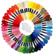 Embroidery Floss 50 Skeins, Friendship Bracelets String with 12 Pieces Floss Bobbins for DIY
