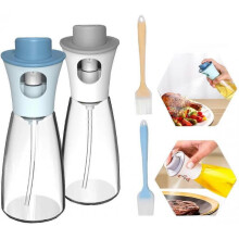 4PCS Oil Spray Bottle Oil Spray Olive Oil Dispenser with Pastry Brush Silicone Kitchen Brush BBQ Brush for Kitchen Baking BBQ Pastry