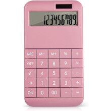 Office Calculator, 12 Digit Large LCD Display Solar Battery Standard Desk Calculator for school and office - Pink