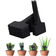100Pcs Plant Labels Waterproof Garden Labels, T-Type Plastic Plant Labels Seedling Labels, Plant Labels for Flower Vegetable Seed Garden (Black)