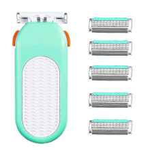 Razors for Women 6 Refills 3 Blades Shaver for Face Legs Bikini Area, Comfort Glid, Green