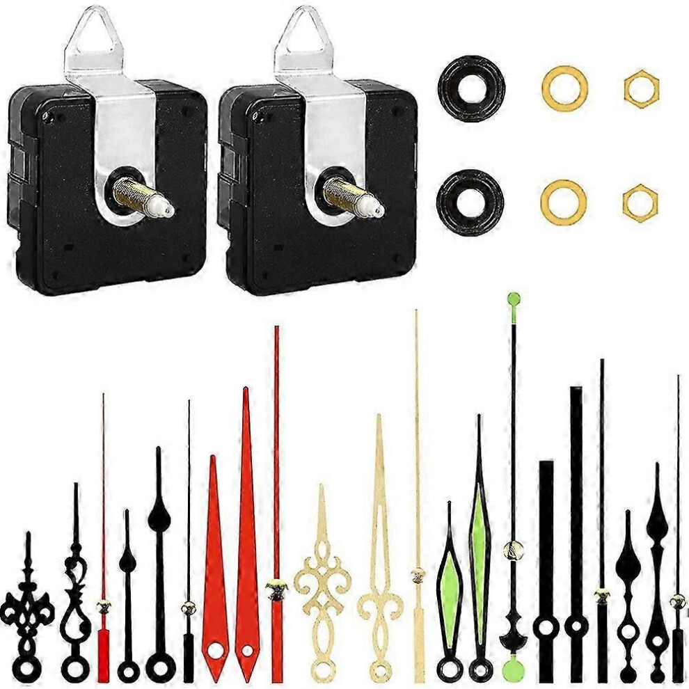 Kikidex (As Show, One Size) 2Pcs Quartz Clock Movement Mechanism Replacement Clock Kit With 7 Different Pc Of Hands Clock Compatible With D