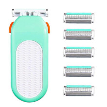 Razors for Women 6 Refills 3 Blades Shaver for Face Legs Bikini area, Comfort Glid, Green_Ssdlv