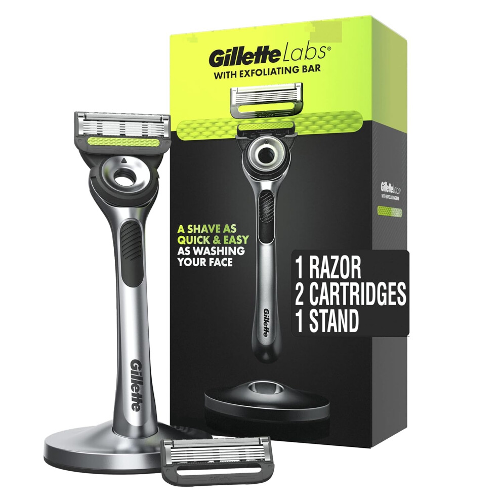 Gillette Labs Mens Razor with Exfoliating Bar, Shaving Kit for Men