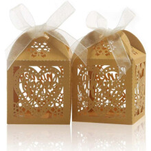 Laser Cut Boxes 60pcs Thank You Gift Boxes Wedding Party Favor Boxes Lace Candy Boxes(Gold)