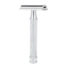 (Silver) Double Edge Safety Blade Shaving Razor Shaver Stainless Steel Manual Shaving Razor Men s Beard Long Handle Traditional Razor