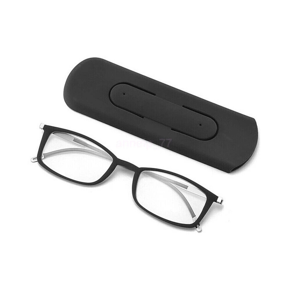 (Black, =+3.00 strength) Slim Anti-blue Light Reading Glasses Readers with Case +1.0~+4.0