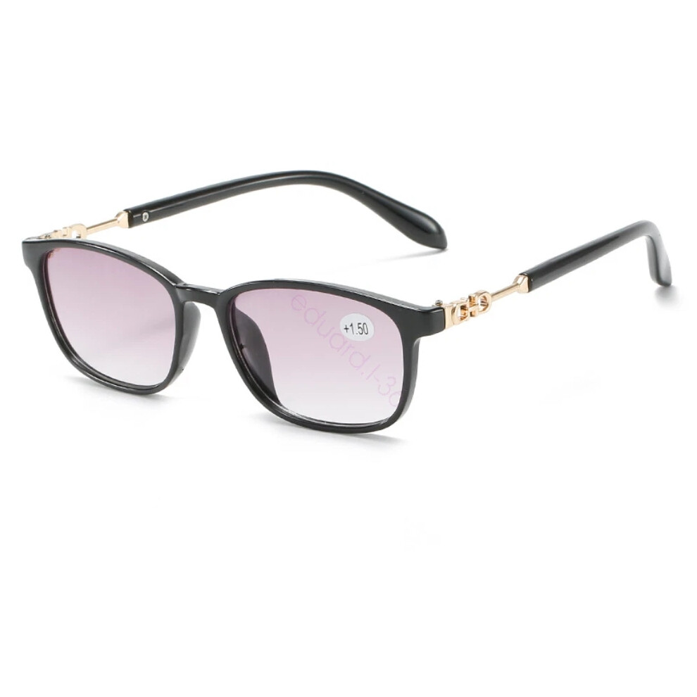 (+200, Black) Square gradient lenses reading glasses for women high-definition