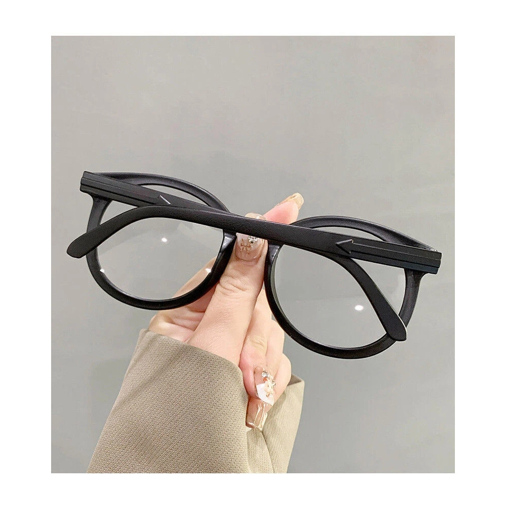 Black (+3.00 Strength, Matte ) Fashion Round Frame Lightweight Clear Vision Reading Glasses +1.00~+4.00