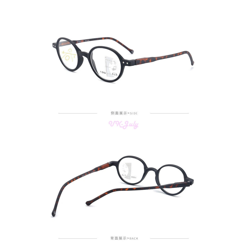 (Leopard, +2.00 strength) anti blue light glasses intelligent progressive multifocal reading glasses